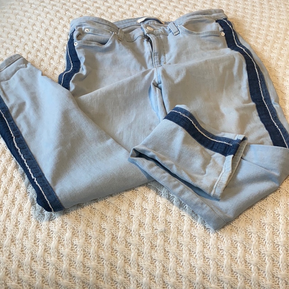 “Joes” side stripe blue jeans barely worn